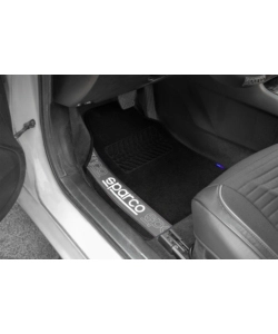 Set 4 tappetini neri e grigi per auto sparco in moquette